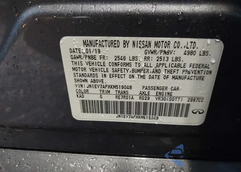 2019 Infiniti Q50 3.0T Luxe z USA, uszkodzony, nr VIN JN1EV7APXKM519048